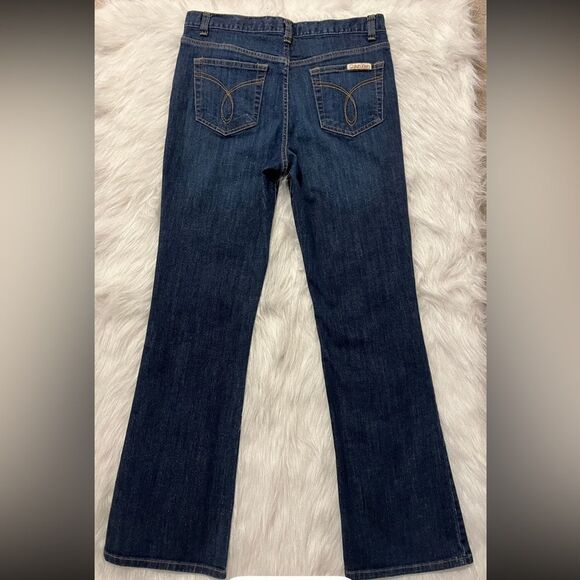VTG 90s Calvin Klein Dark Wash High Waist Flare bootcut jeans Made in Egypt 14 - Picture 2 of 9